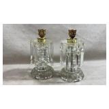 pair of vintage crystal and glass lustre or