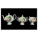 Antique RS Prussia 3-Pc Chocolate Set Pink Roses