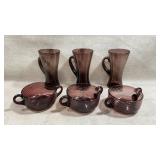 vintage amethyst purple glass cup set with a