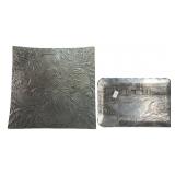 (2) Vintage Hammered Aluminum Trays, Elephant,