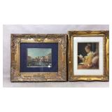 Two Framed Prints With Ornate Gold-Tone Frames