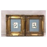Gilded Frames With Floral Prints, Signed