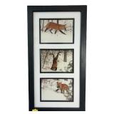 Framed Fox Hunting by Joseph M. Woody Triptych
