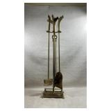 vintage 4-piece brass equestrian fireplace tool