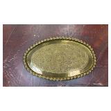 Large antique oval brass hanging platter