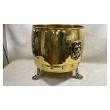 Large 19th-century brass lion-mask handle
