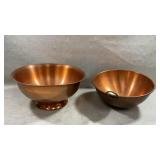 vintage footed copper bowl, solid-copper mixing