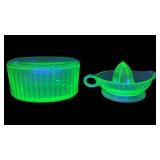 (2) Vintage 1930s Hocking Uranium Depression Glass