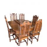 Turn of the Century Claw Foot Dining Table with 6