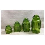 4 pc. VTG 1940s L.E. Smith Moon & Stars Green