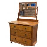 Antique Oak Dressing Table with Swing Mirror