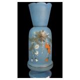 Antique Victorian Bristol Blue Opaline Glass Vase