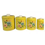 (4) Vintage 1940s-50s Ransburg Metal Tin Canisters