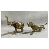 pair of vintage mid-century brass animal