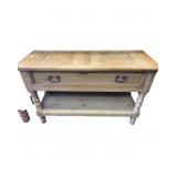 Wooden Rustic Entry Table with Drawer/Wrought Iron