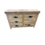Rustic Wood Dresser With Six Drawers & Metal Pulls