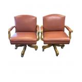 2 Western Rolling Wooden Chairs Nail Head Trim