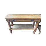 Wooden Rustic Entry Table with Drawer/Wrought Iron