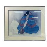 Rc Gorman "Woman With Blue Blanket" Framed Print