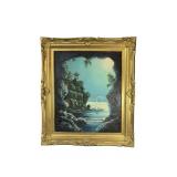 Signed Kym 1993 Textured Cave Landscape Painting