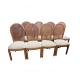 8 Dining Chairs Oak w Upholstered Seats and Cane