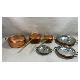 set of vtg  Benjamin & Medwin copper cookware