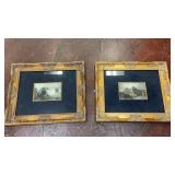 pair of vtg framed architectural prints or