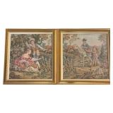 (2) Vintage French Rococo-style Tapestry Panels