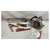 Group of hand and power tools, including a