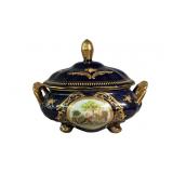 Vintage Cobalt Blue & Gold Porcelain Lidded Tureen
