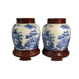 Vintage Bombay Co. Porcelain Ginger Jars Landscape