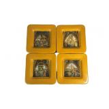 Set of 4 Claudio Orebi Ceramic Plates Medieval