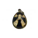 Vintage Sterling Silver Enameled Egg Pendant for