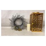 Decorative Lantern, Wreath, and Candle Set