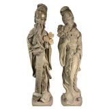 Chinese Carved Resin Immortal & Lady Figurine