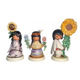 (3) Vintage Goebel Degrazia Porcelain Figurines