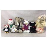 Six Plush Bears and Penguin Toys