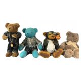 (4) Vintage Teddy Bear Plush Toys, Fine Toy,