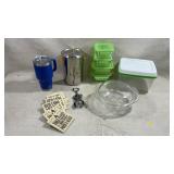 collection of kitchen and barware items,