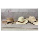 Three Straw Cowboy and Rancher Hats