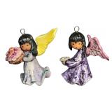 (2) Vintage Goebel Degrazia Porcelain Ornaments