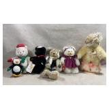 collection of vintage plush stuffed toys and
