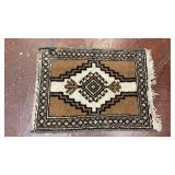 Vtg small, hand-woven or hand-knotted accent rug