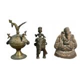 Antique Brass Trinket Boxes, Terracotta Ganesha