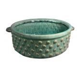 Vintage Teal Green Glazed Hobnail Ceramic Planter