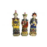 (3) Vintage Chinese Qing Dynasty Emperor Statues