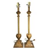 (2) Vtg. Berman Banquet Candlestick Table Lamps