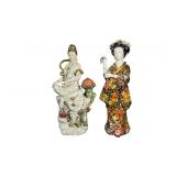 (2) Vintage Asian Export Porcelain Statues,