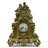 LOUIS XIV FRENCH GOLD GILT FIGURAL MANTLE CLOCK
