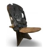 AFRICAN WOOD CARVED TRIBAL PALAVER CHAIR